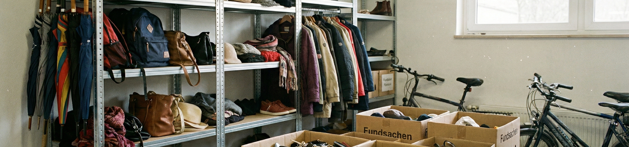 Dinge die in einem Fundbüro gelagert werden